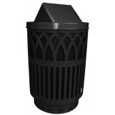WITT Covington Collection Galvanized Laser Cut Waste Receptacle with Swing Door Top - 40 gallon, Black